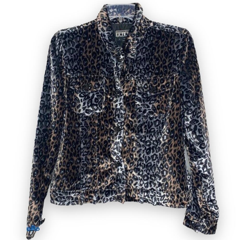 Berek 2 Womens Jacket Cheetah Animal Print Velvet 100% Silk Art To Wear Size S